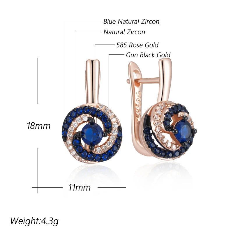 “Blue Zircon Rose Gold Drop Earrings”