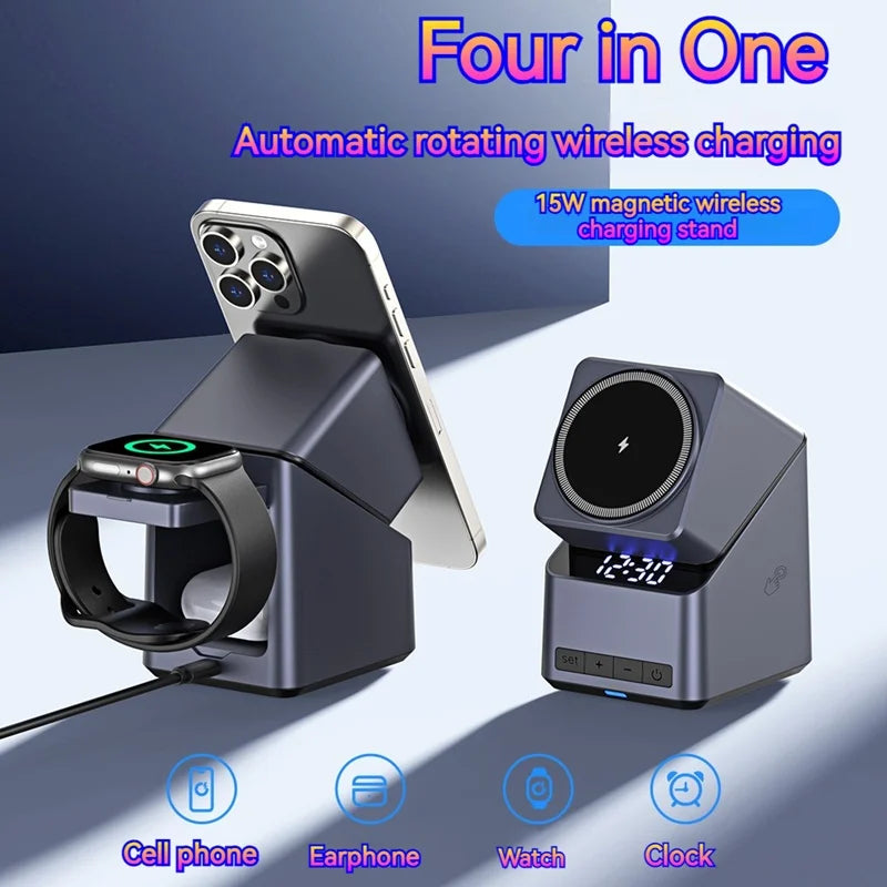 4-in-1 Rotating Magnetic 15W Wireless Charger Stand