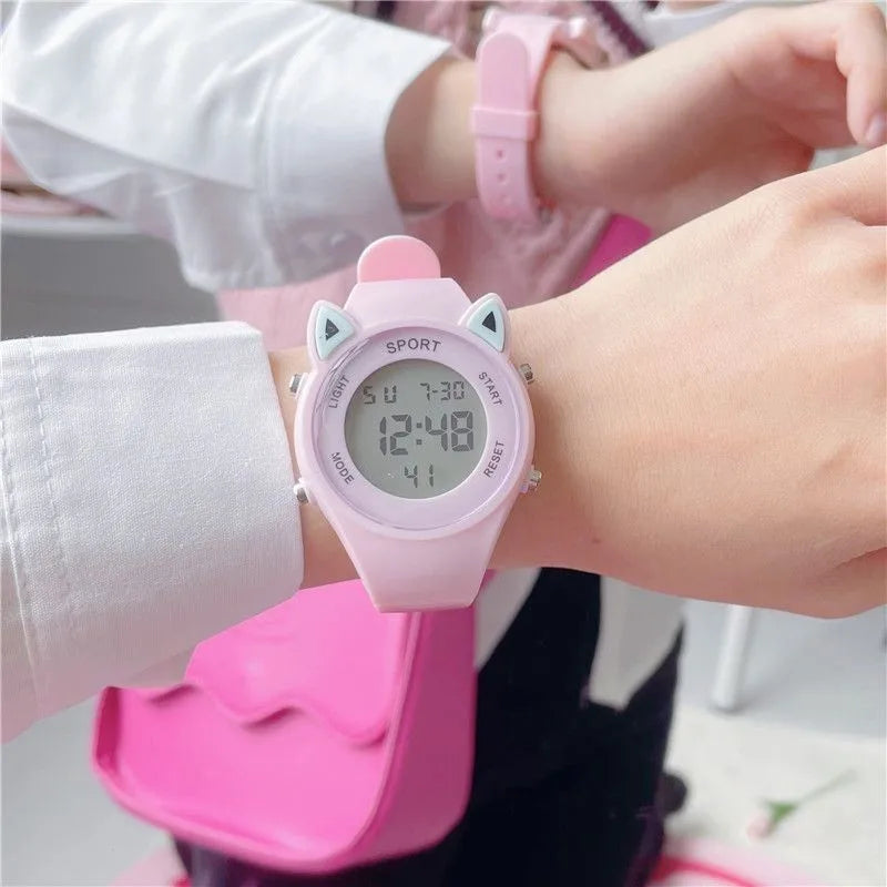 Kids Cat Ear Sports Watch Set