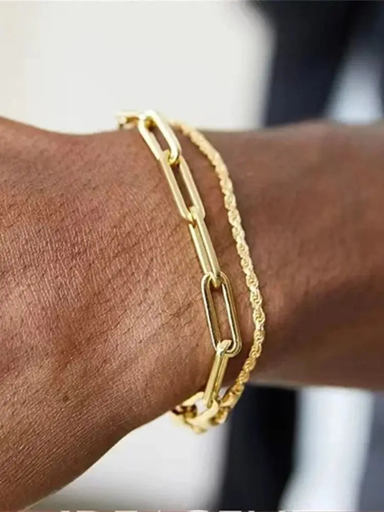 Gold Twist Chain Bracelet Men