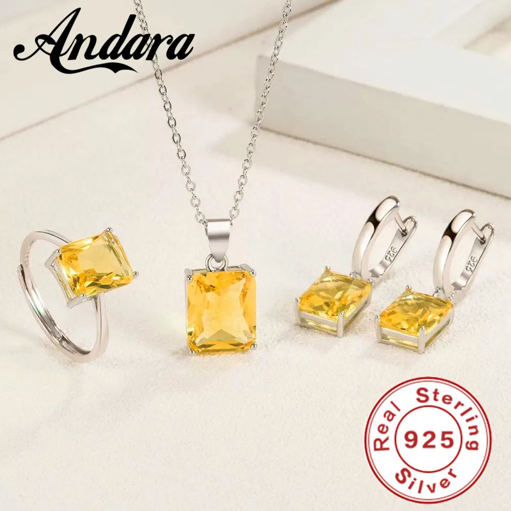 925 Silver Colorful Heart Jewelry Set – Zircon Gift"