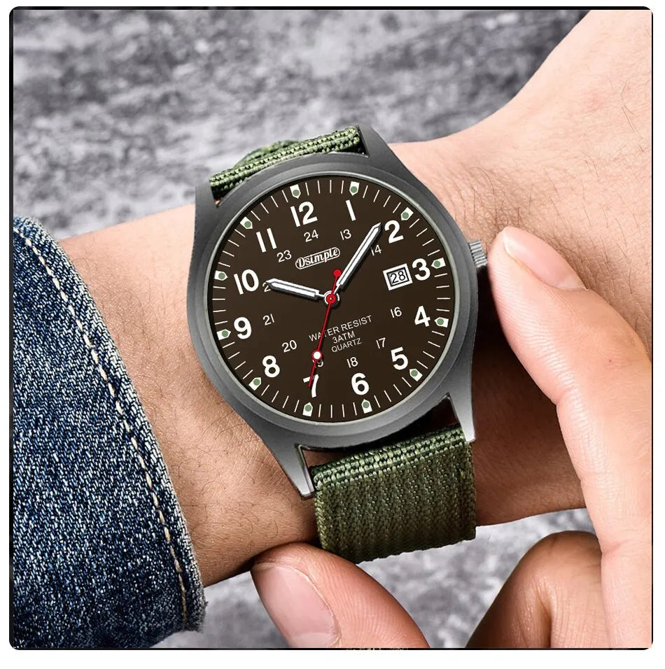 Men's Luxury Military Quartz Watch, Luminous Hands