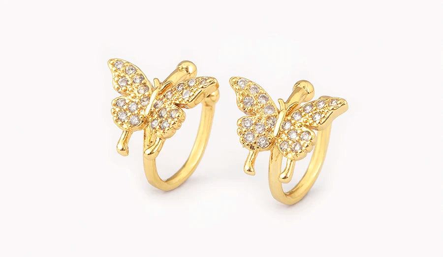 "Zircon Butterfly/Star Clip Earrings – Women’s Ear Cuff Jewelry