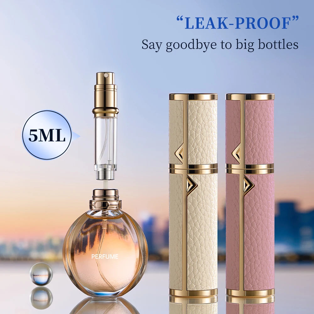 5ml Mini Perfume Atomizer – Refillable PU Leather Travel Bottle