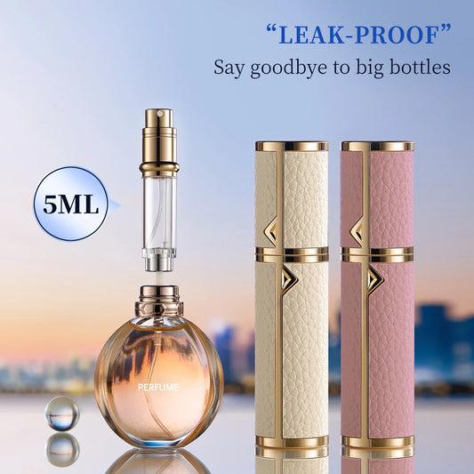 5ml Mini Perfume Atomizer – Refillable PU Leather Travel Bottle