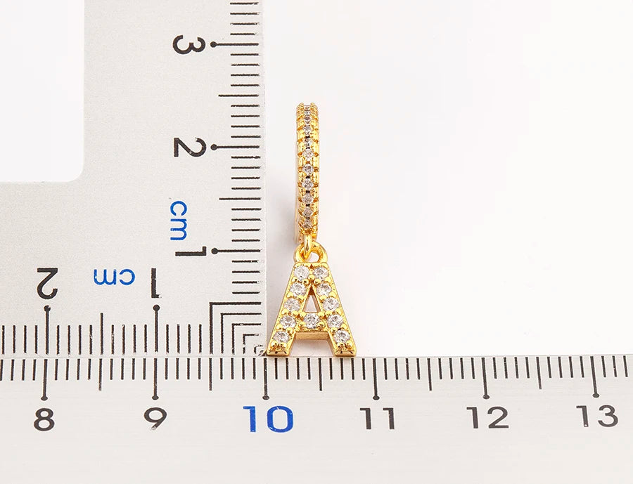 "Gold Zircon Alphabet Hoop Earrings A–Z – Fashion Jewelry Gift