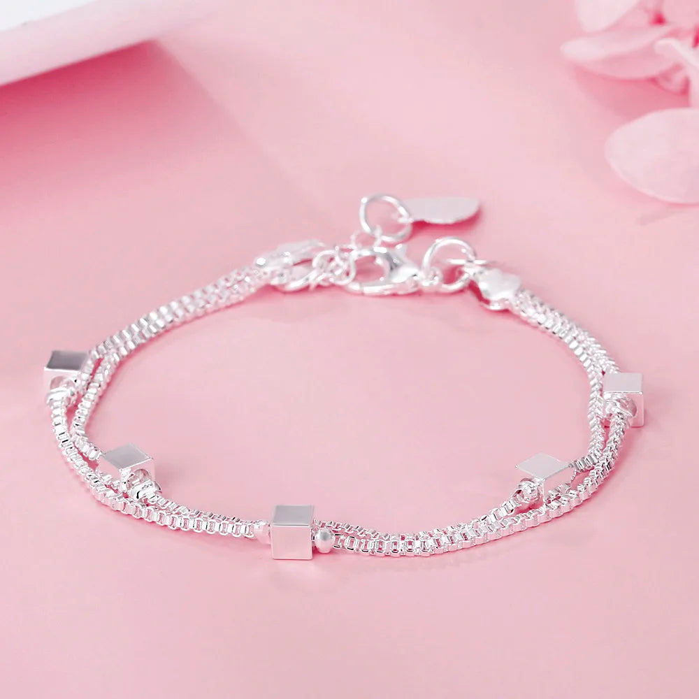 “925 Silver Luxury Charm Chain Bracelet 20CM”