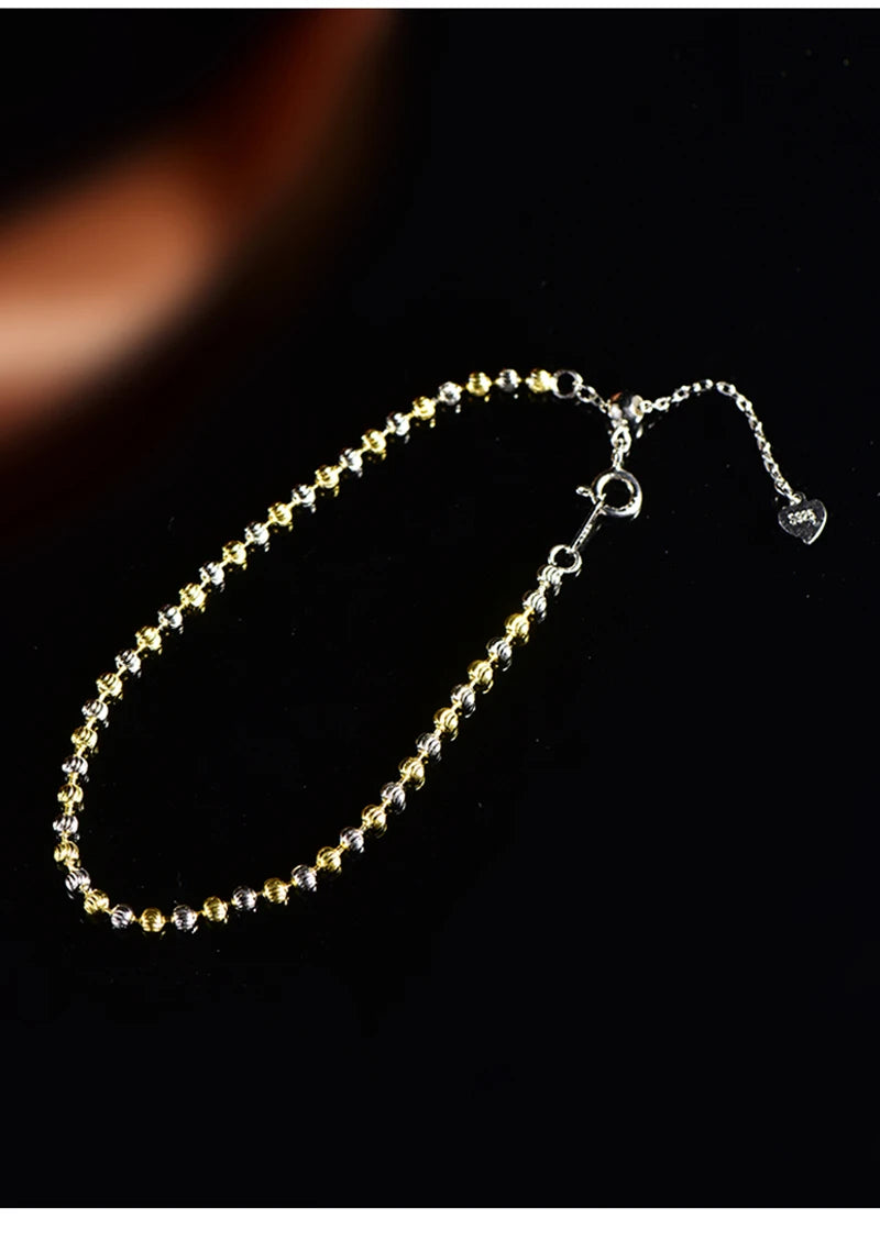 "925 Silver 2.5mm Diamond-Cut Bead Chain Bracelet – Made in Italy