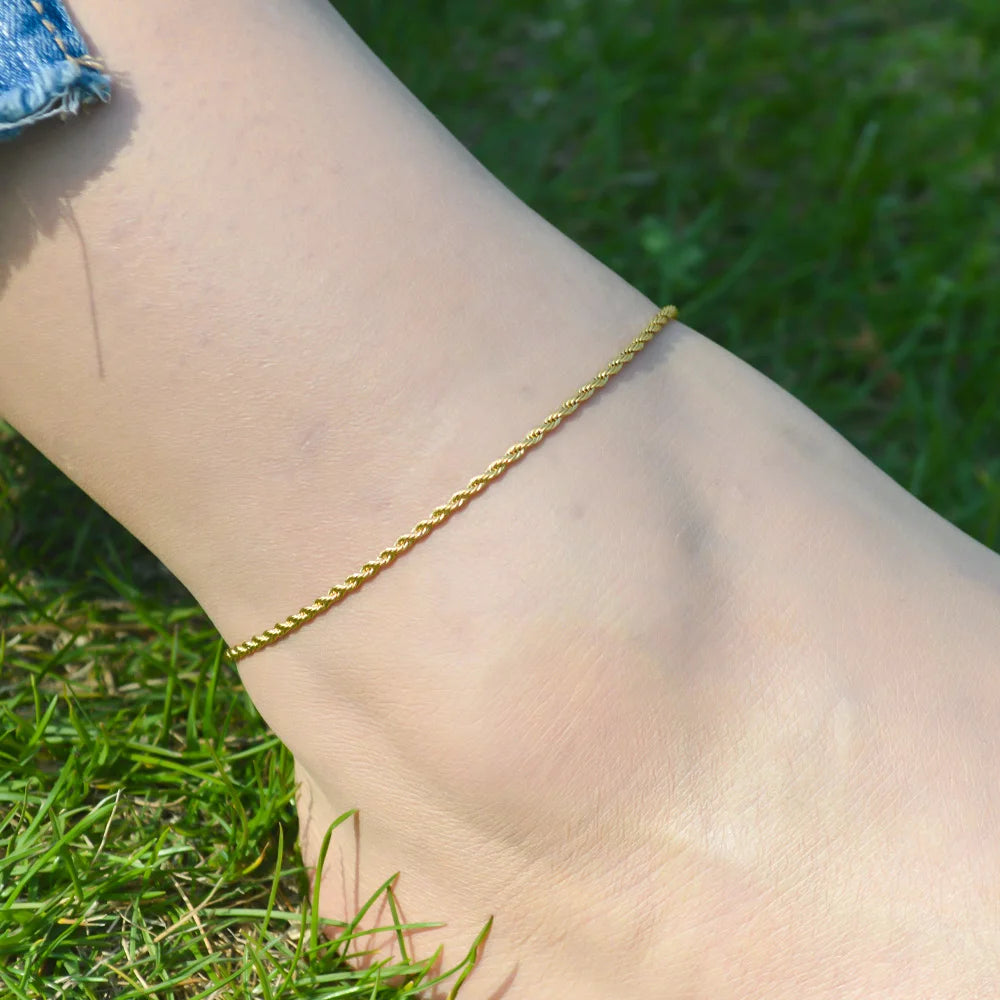 2024 Gold Stainless Steel Layered Anklet for Women