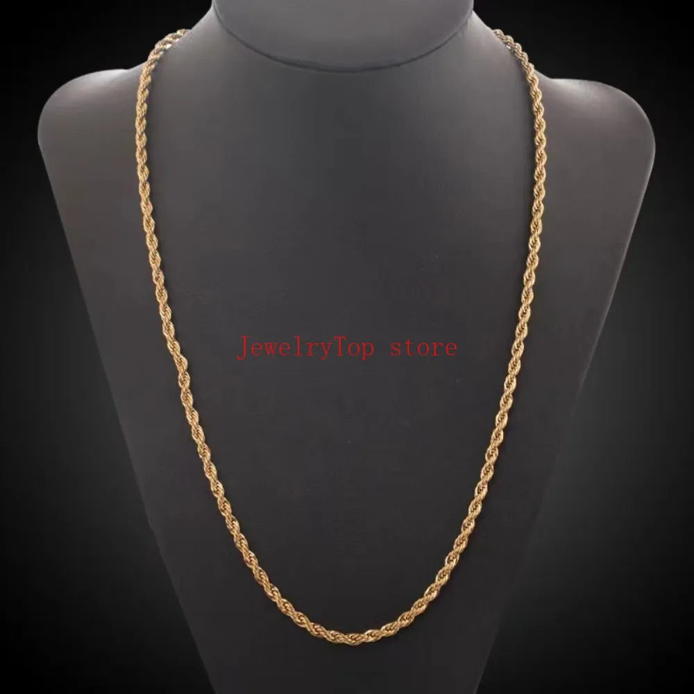 Noble 18K Gold 4mm Rope Chain Necklace