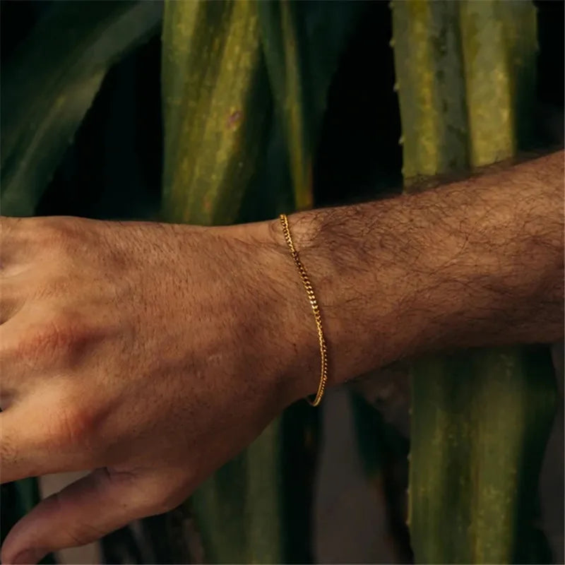"Gold Cuban Chain Bracelet – Stainless Steel, 3–7mm, Unisex