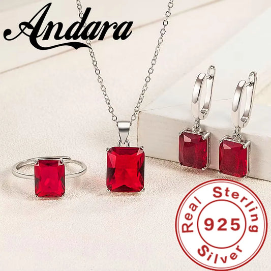 925 Silver Colorful Heart Jewelry Set – Zircon Gift"