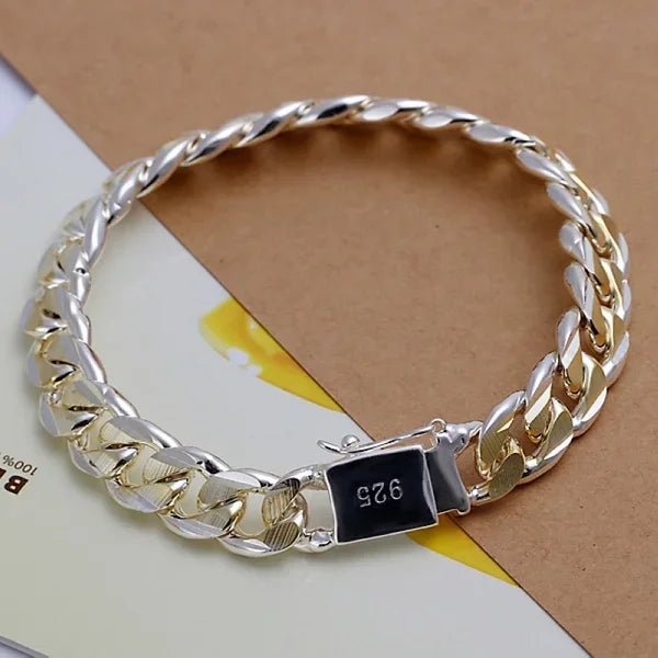 “925 Sterling Silver Solid Chain Bracelet”