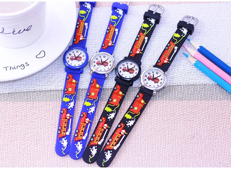 Cartoon Fire Truck Kids Quartz Watch