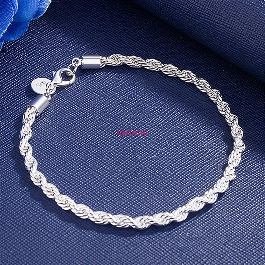 “Wholesale 18K Gold & 925 Silver 4MM Chain Bracelet 20cm