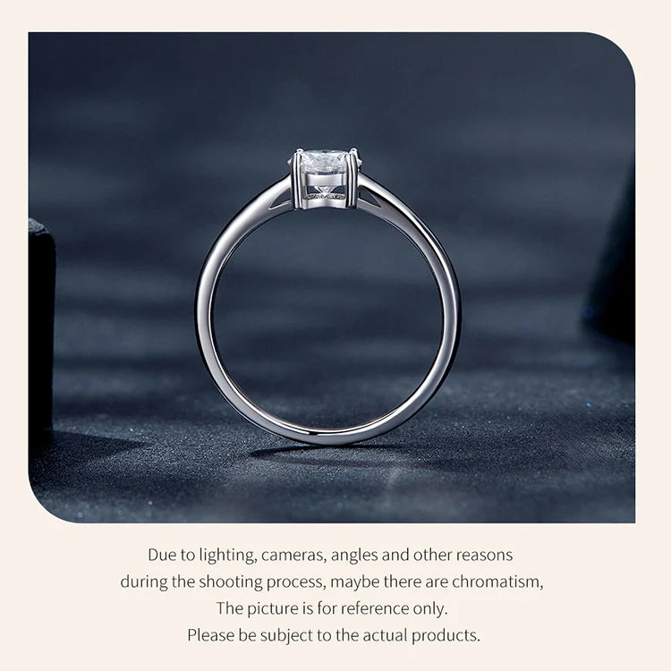 Women’s Moissanite Platinum-Plated Silver Ring