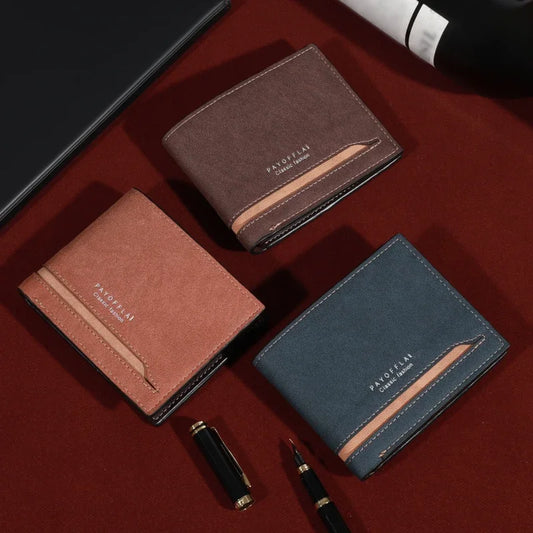 Luxury Synthetic Leather Short Wallet with Card Slots