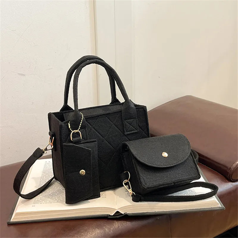 Stylish Solid Color Crossbody & Shoulder Bag Set