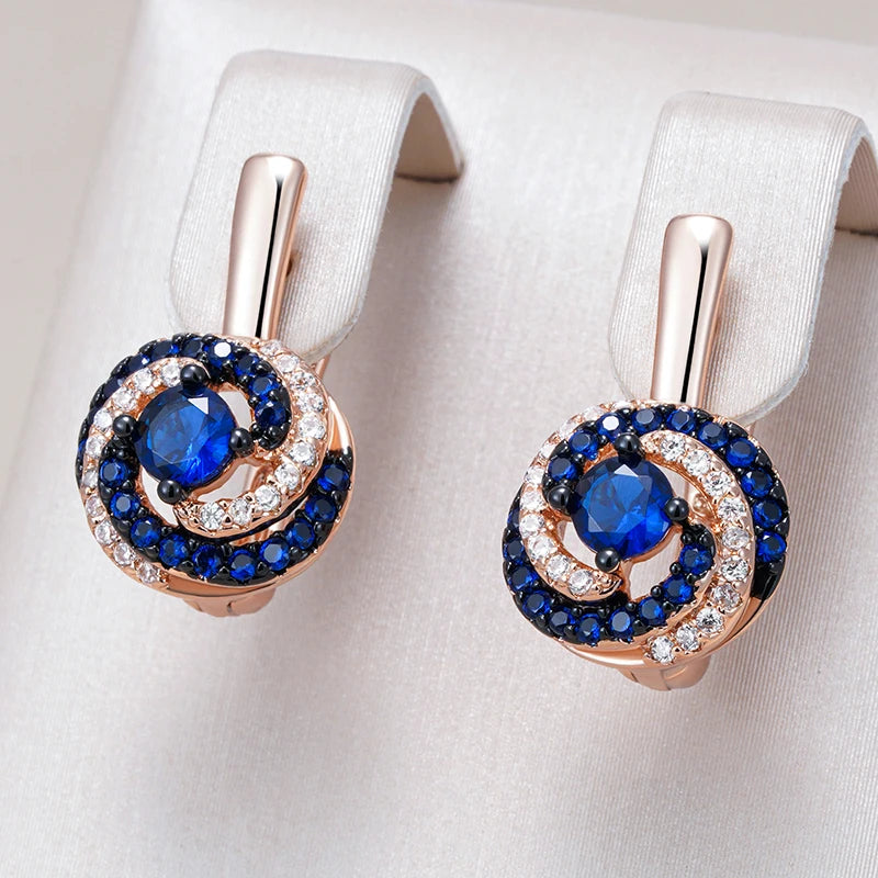 “Blue Zircon Rose Gold Drop Earrings”
