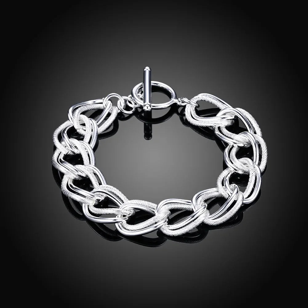 “925 Sterling Silver Solid Chain Bracelet”