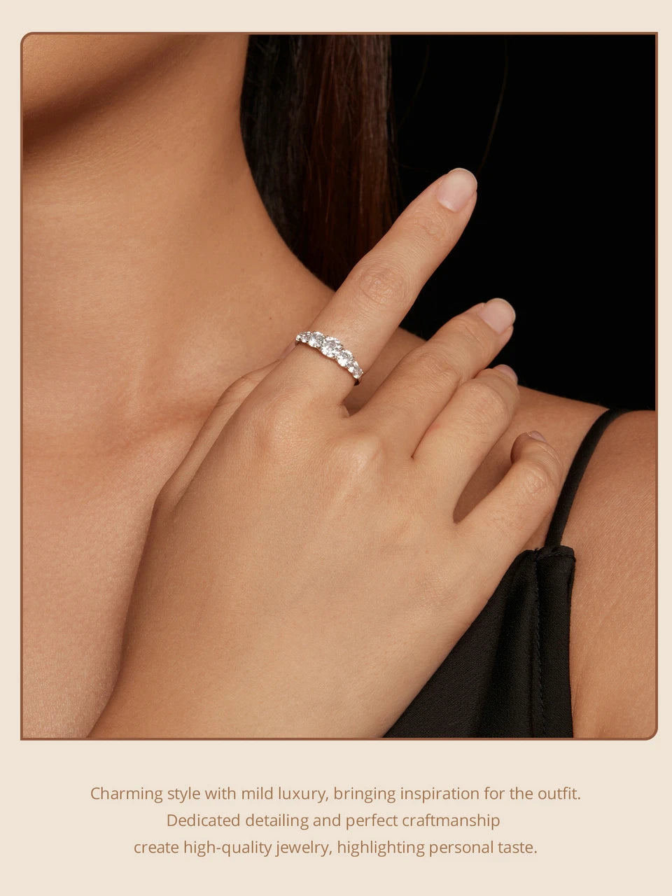 “Sterling Silver Moissanite and Diamond Ring