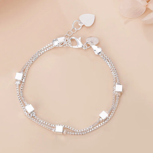 “925 Silver Luxury Charm Chain Bracelet 20CM”