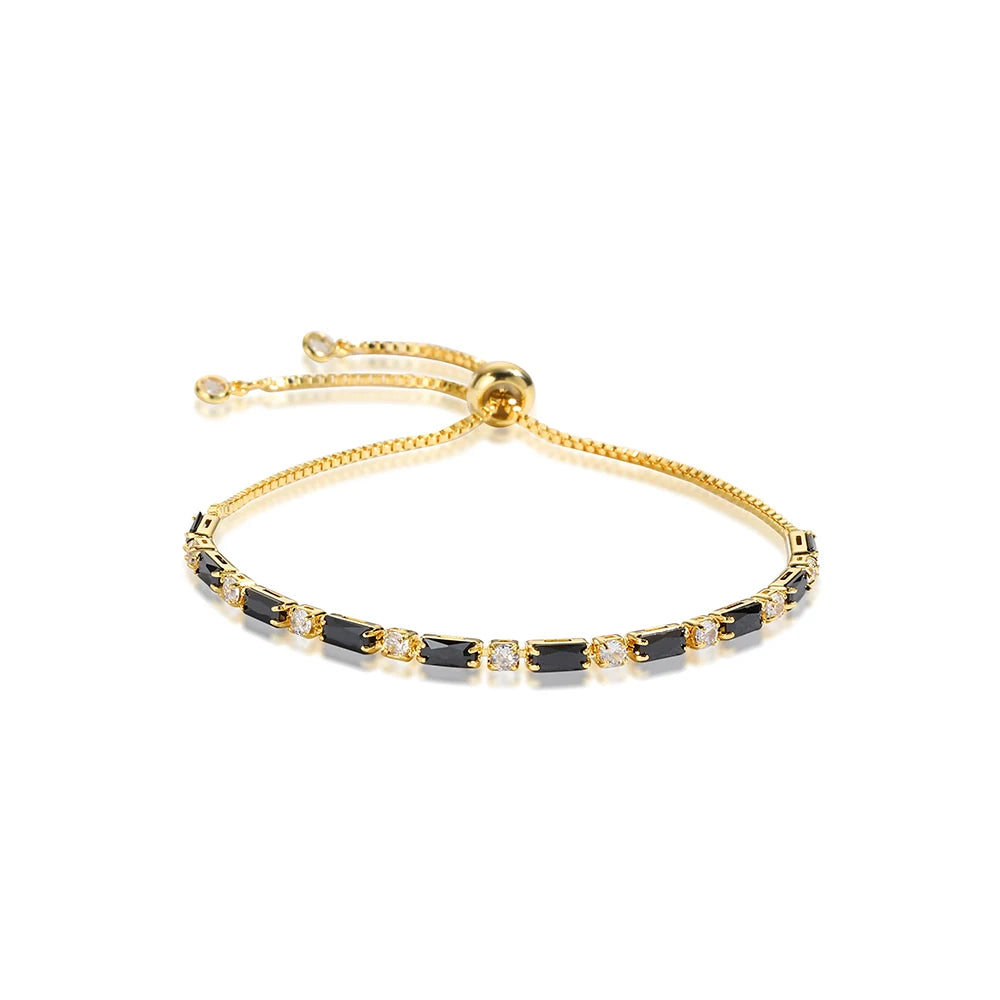 “Black CZ Gold-Plated Tennis Bracelet”