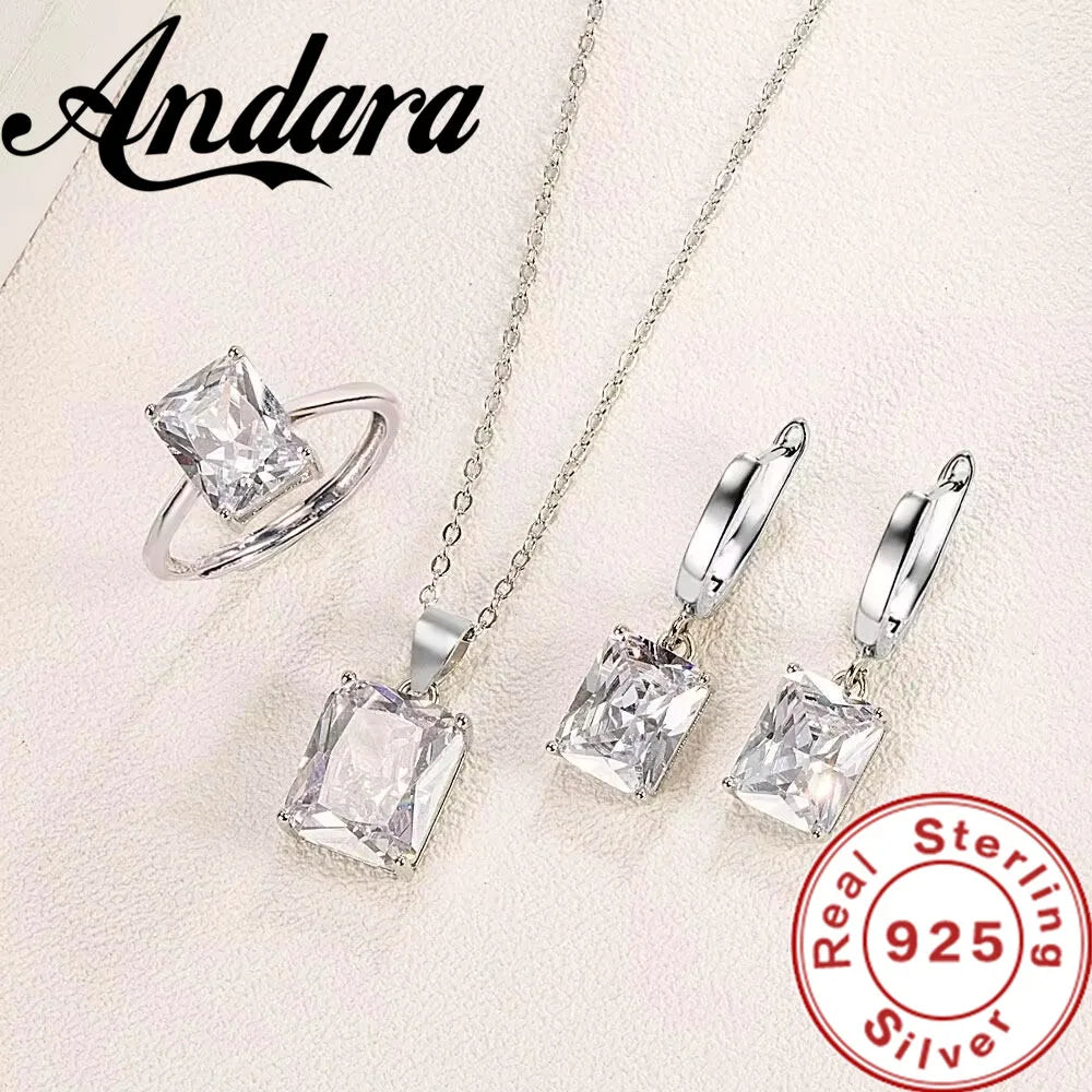 925 Silver Colorful Heart Jewelry Set – Zircon Gift"