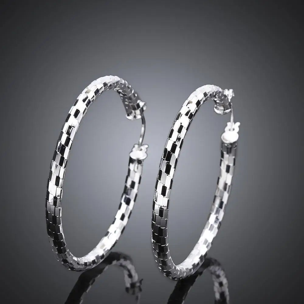 925 Sterling Silver Round Hoop Earrings