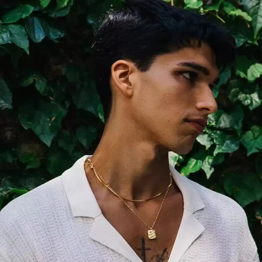 Gold Box Chain Necklace for Men