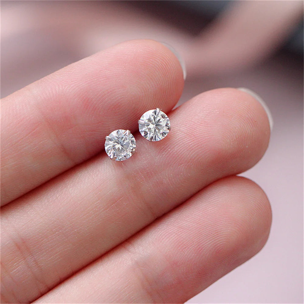 Men’s Zircon Silver Stud Earrings