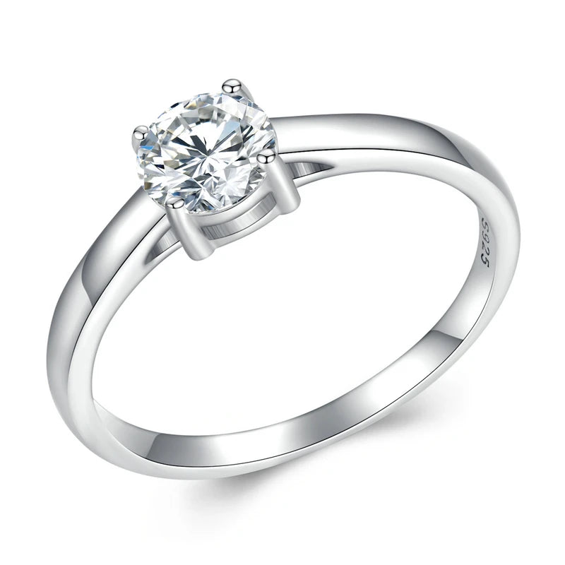 Women’s Moissanite Platinum-Plated Silver Ring