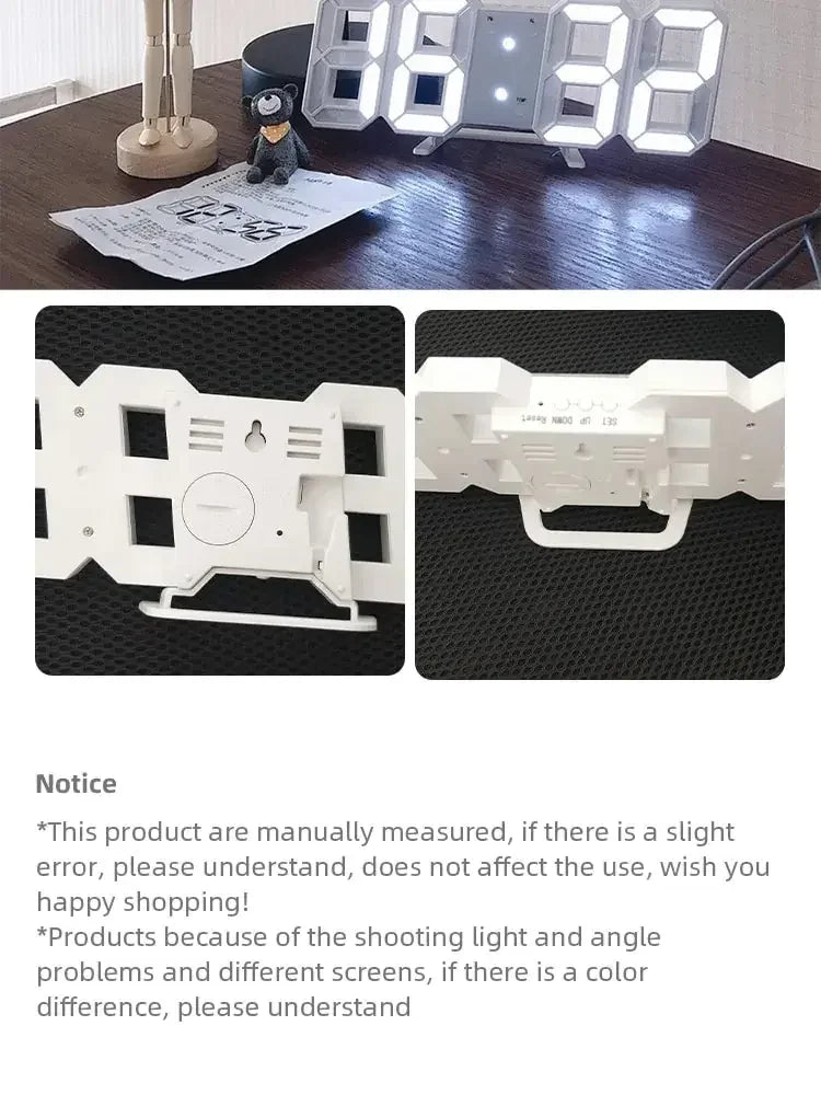 3D LED Digital Wall Clock – USB Powered & Stylish Display