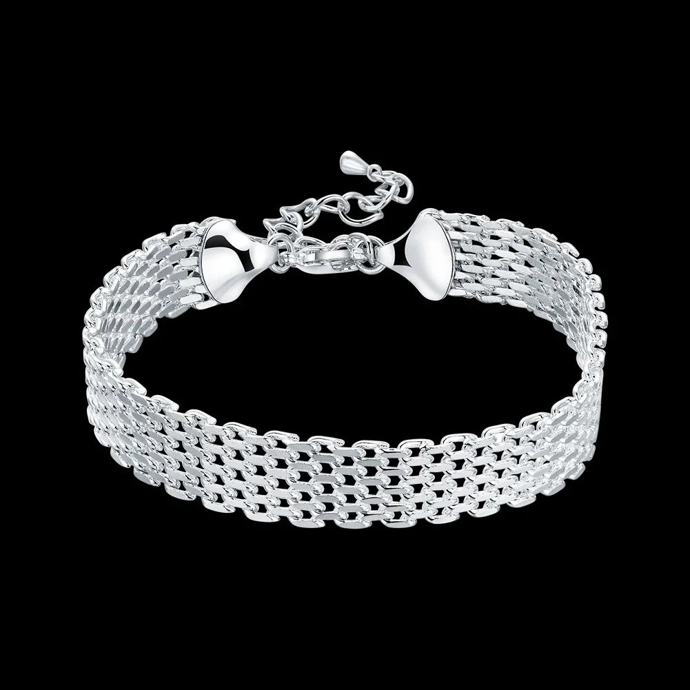 “925 Sterling Silver Solid Chain Bracelet”