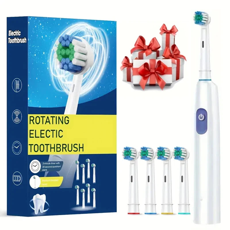 Rechargeable Rotary Electric Toothbrush – Adult with 8 Brush Heads