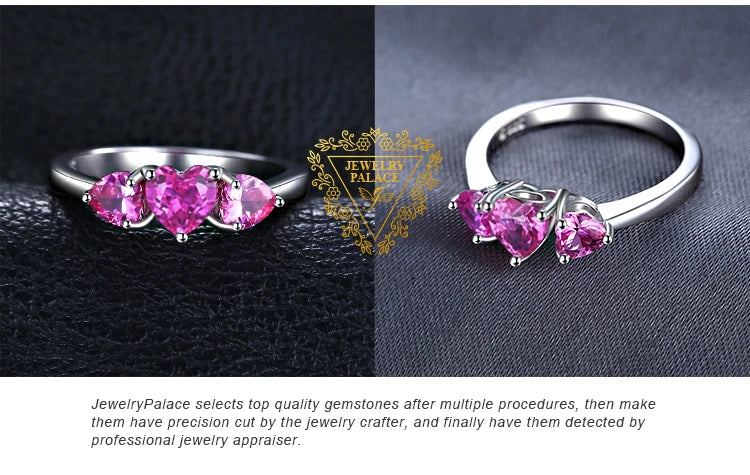 JewelryPalace 1.2ct Created Pink Sapphire 925 Silver Ring