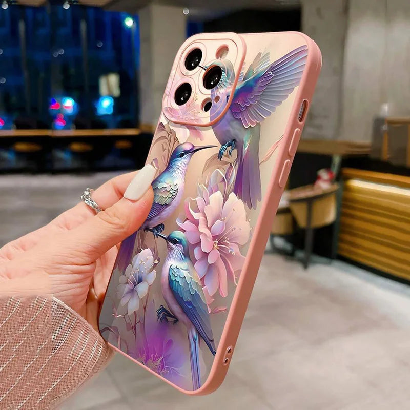 Flower Floral Bird Matte Shockproof Cover – iPhone