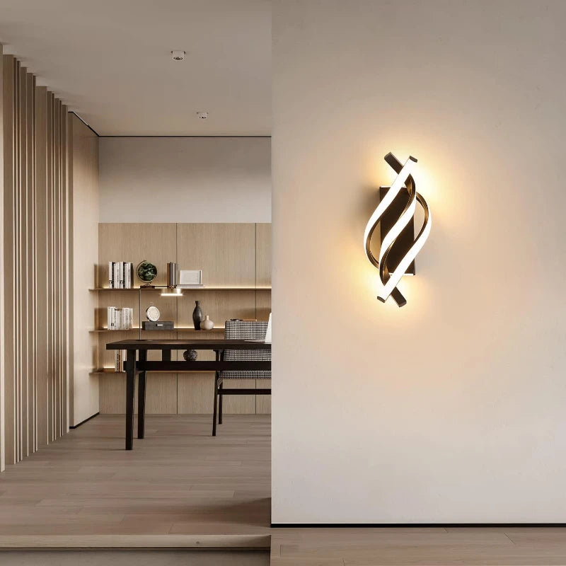 Curved Spiral LED Wall Lamp for Bedroom & Living Room