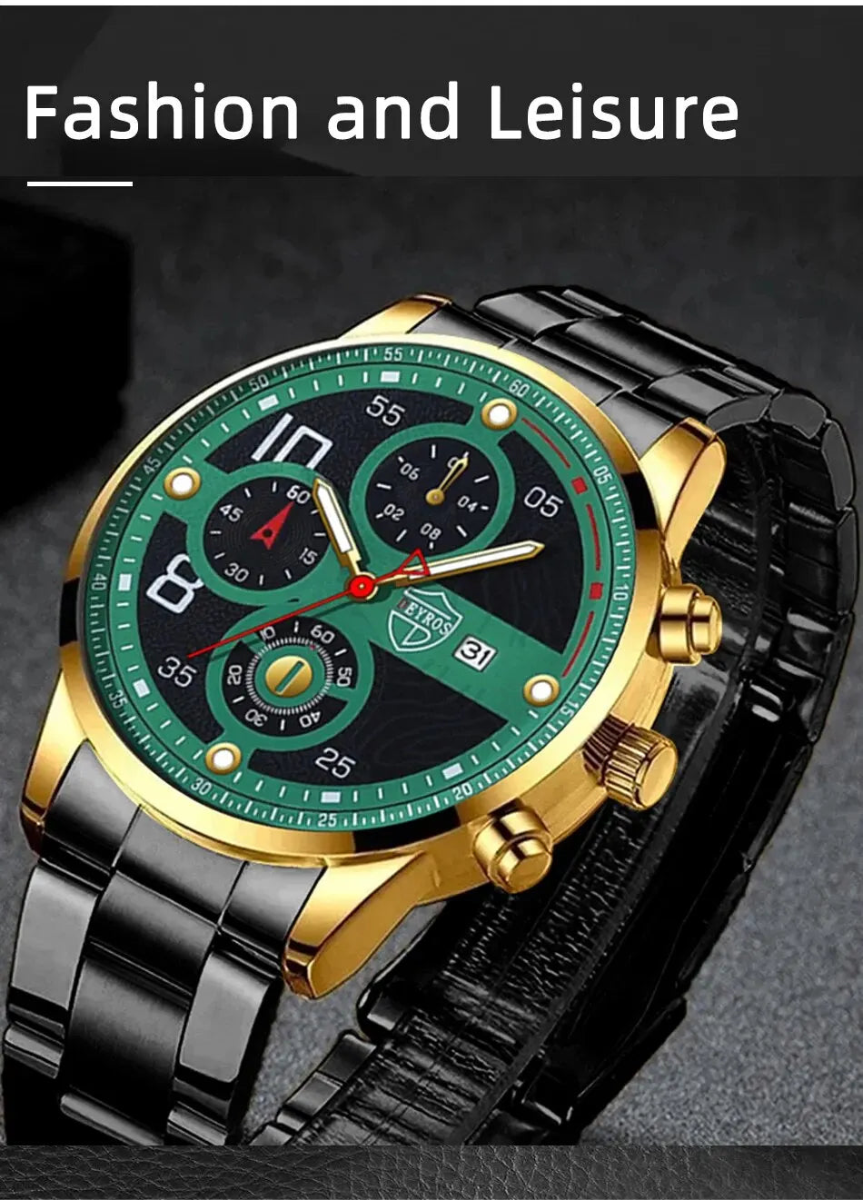 Men's Classic Quartz Watch, Stainless Steel, Calenda