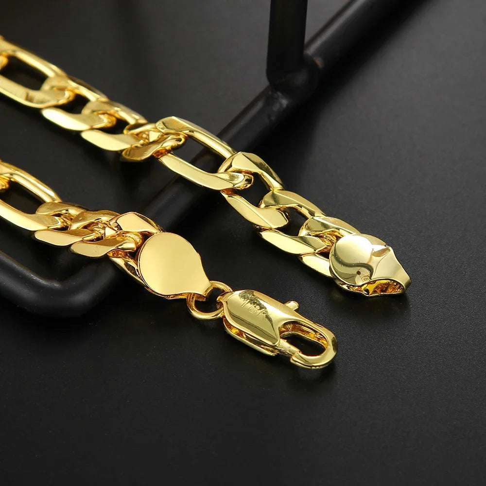 “925 Silver 18K Gold Geometric Bracelet & Necklace Set”