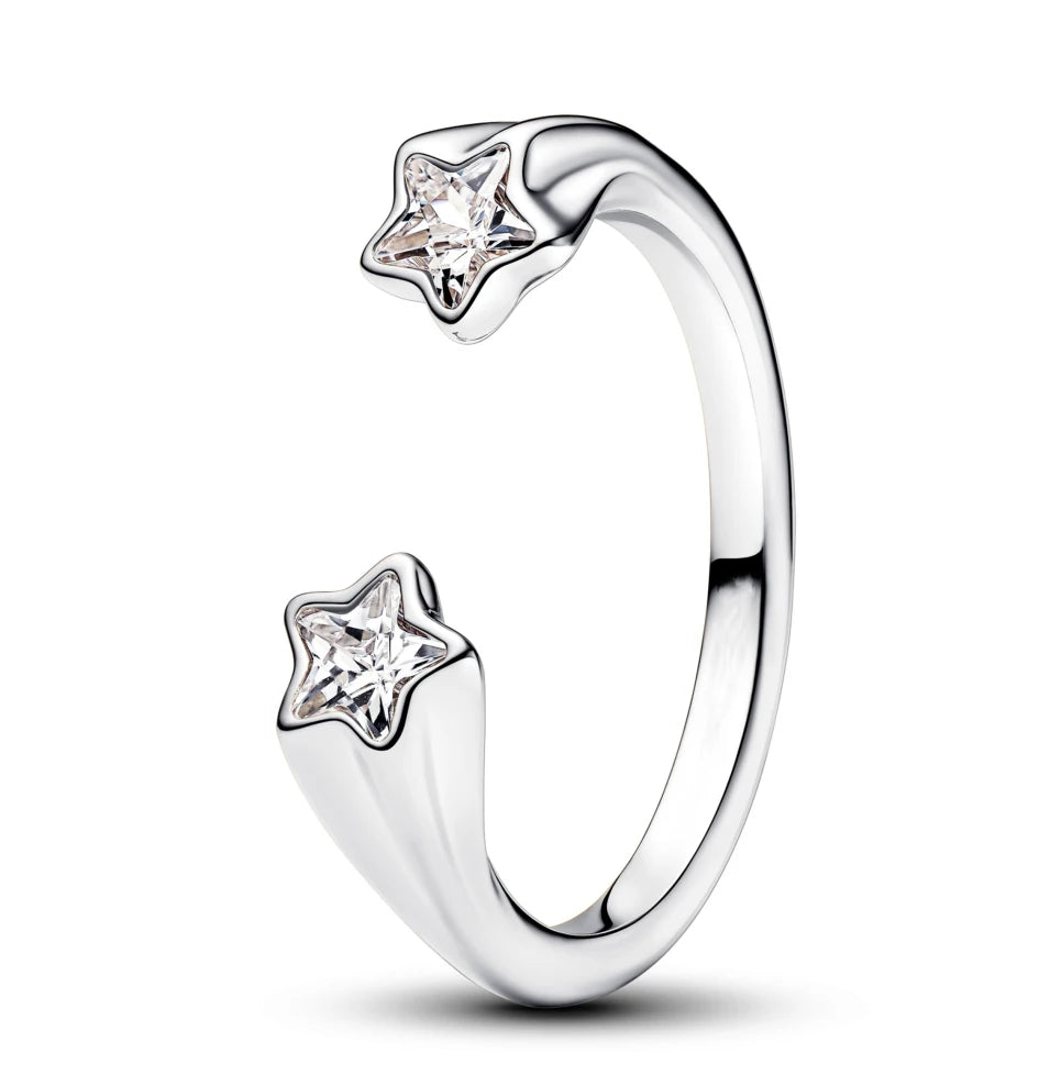 "925 Silver Double Heart Crown Ring – Sparkling Bow & Arrow Design"