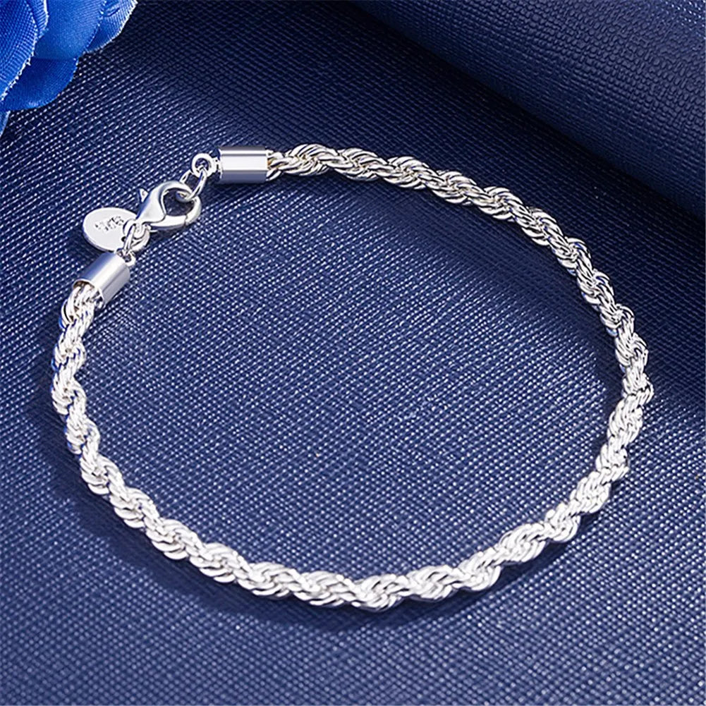“Wholesale 18K Gold & 925 Silver 4MM Chain Bracelet 20cm
