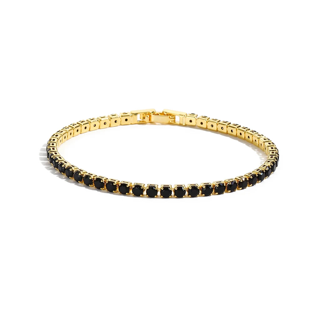“Black CZ Gold-Plated Tennis Bracelet”