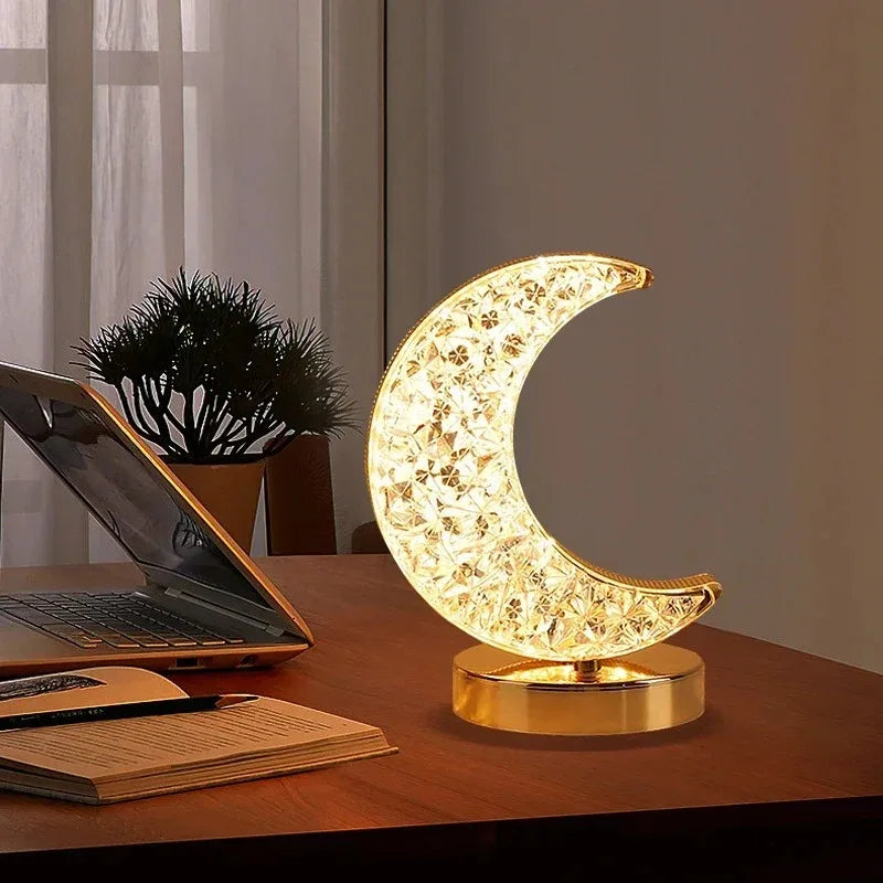 3D Crystal Moon Lamp – Touch Control LED Night Light