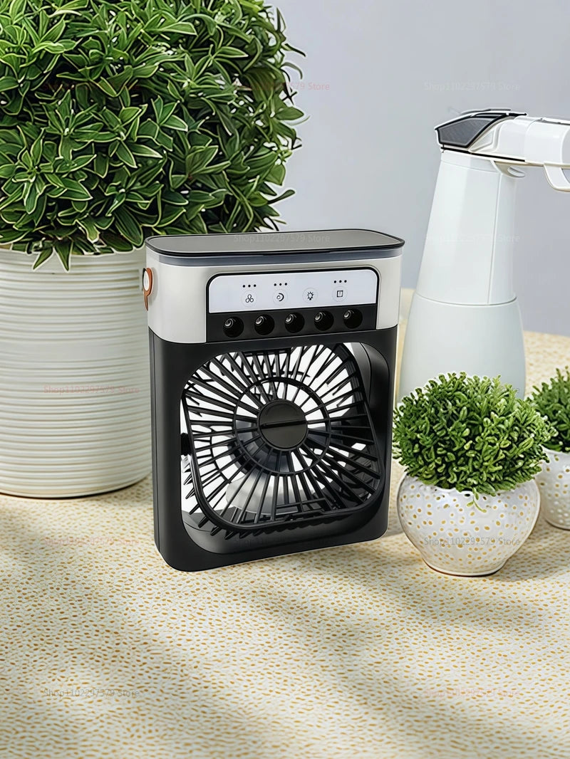 Mini USB Air Cooler & Humidifier Fan – 3 in 1, LED Night Light