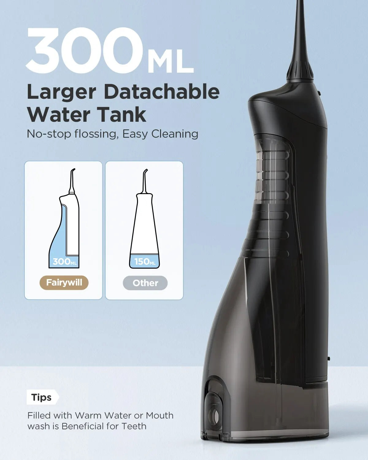 Fairywill Portable Water Flosser – Rechargeable Dental Cleaner