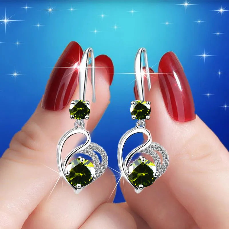 Cute Blue Heart Drop Earrings – Classic Wedding Jewelry