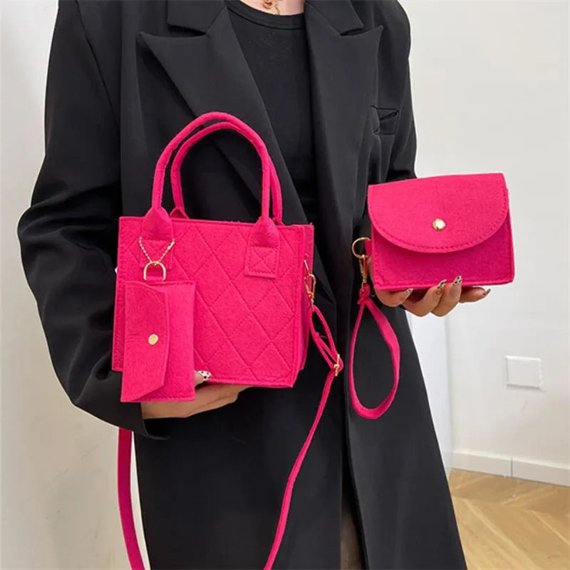 Stylish Solid Color Crossbody & Shoulder Bag Set