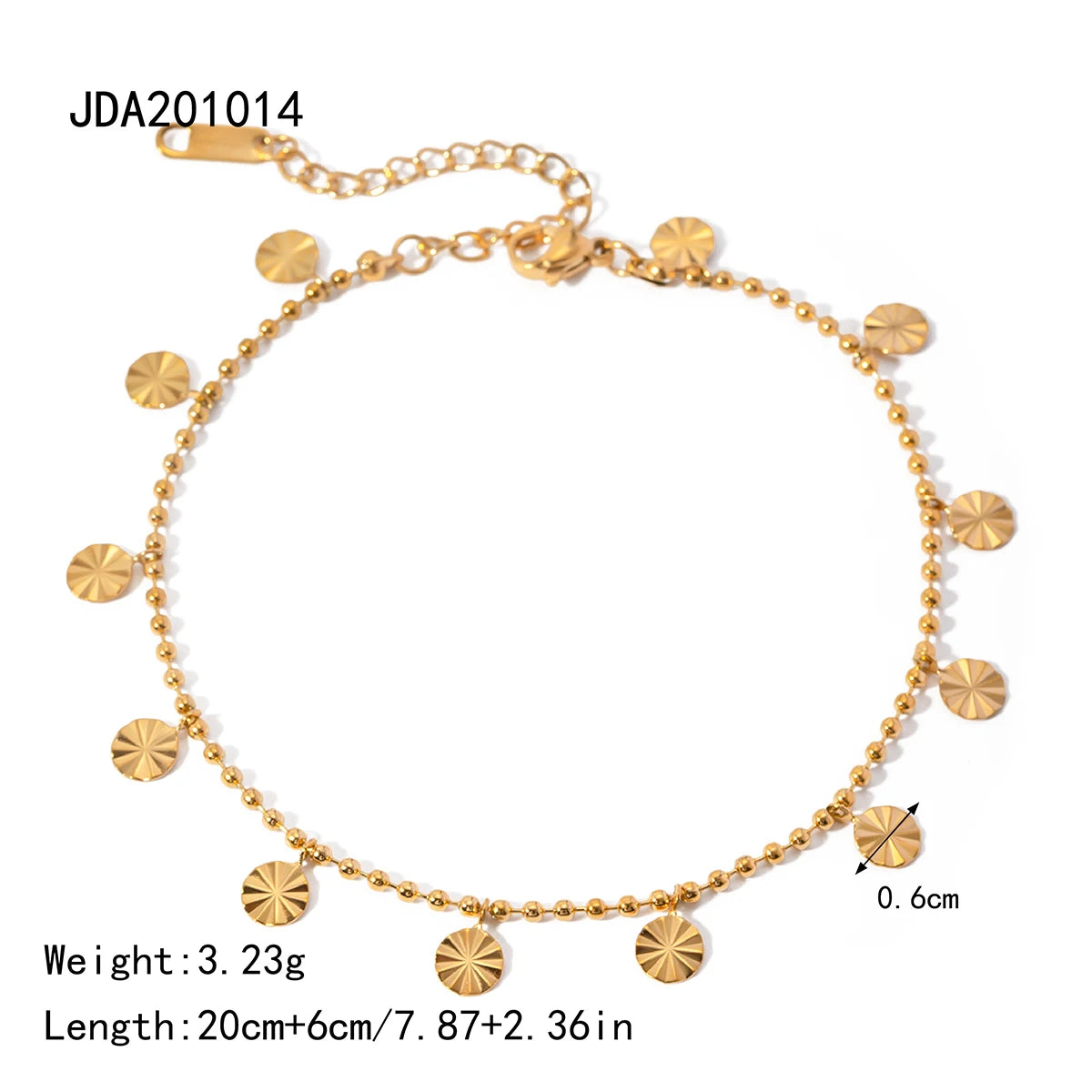 18K Gold Plated Petal Circle Anklet, Rust-Proof