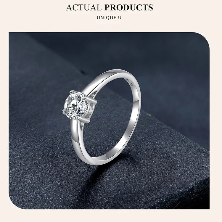 Women’s Moissanite Platinum-Plated Silver Ring
